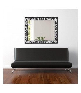 Espejo marco negro y plata abstracto