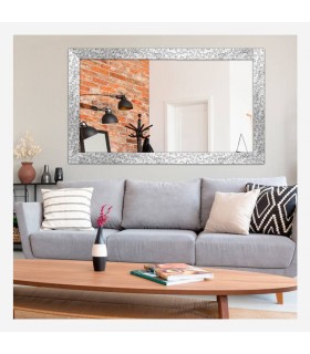 Espejo marco mosaico plata brillo