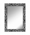 Espejo decorativo marco negro y rayas plateadas