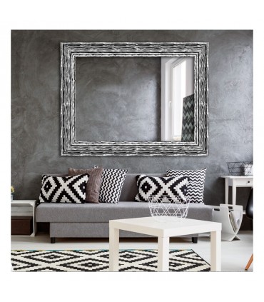 Espejo marco ondulado plata relieve