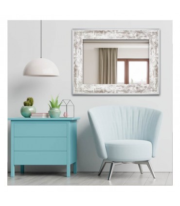 Espejo marco madera blanca decapada