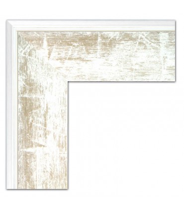 Espejo marco madera blanca decapada