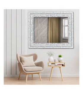 Espejo marco ondulado plata brillante