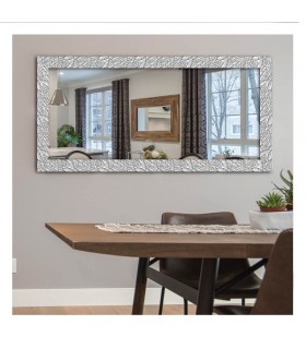 Espejo marco relieve plata brillante