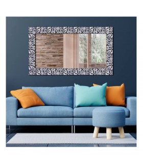 Espejo marco relieve negro y plata