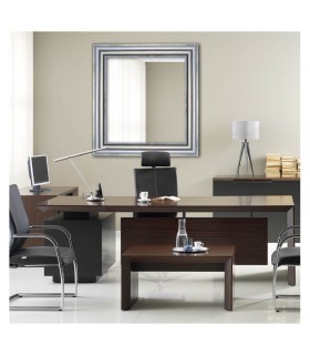 Espejo marco escalonado plata