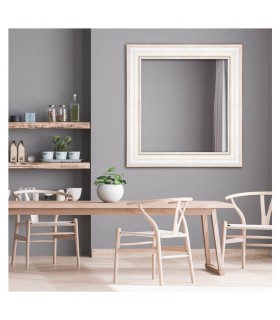 Espejo marco madera blanca decapada