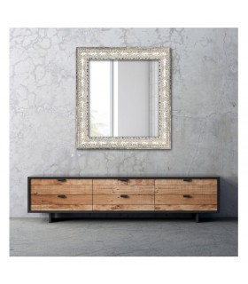 Espejo marco tallado plata envejecida