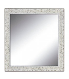 Espejo marco tallado blanco decapado
