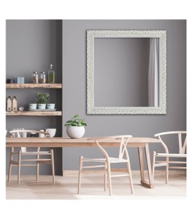 Espejo marco tallado blanco decapado