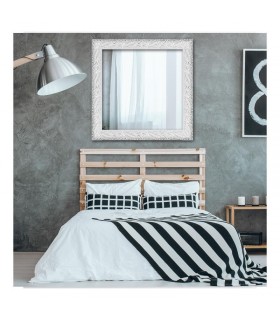 Espejo marco blanco relieve metalizado