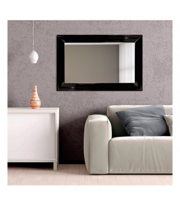 Espejo marco negro brillante moderno
