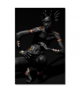 Cuadro mujer africana fondo negro