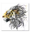Cuadro decorativo impreso cabeza de tigre con ornamento étnico