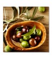Cuadro decorativo impreso aceitunas bol madera rama olivo