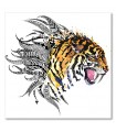 Cuadro decorativo impreso cabeza de tigre con ornamento étnico