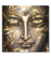 Cuadro decorativo impreso Cabeza Buda flor dorada gris