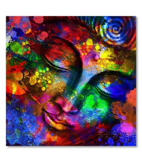 Cuadro cabeza Buda colores tibet