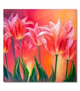 Cuadro flores rojas con fondo intenso