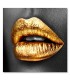 Cuadro maquillaje negro con labios dorados