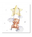 Cuadro decorativo impreso osito estrella columpio