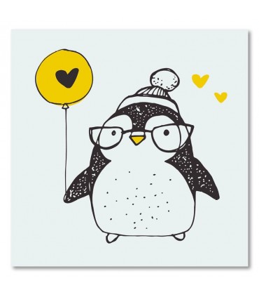 Cuadro infantil pingüino globo