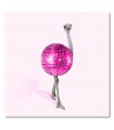 Cuadro decorativo impreso avestruz con bola discoteca brillante