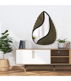 Espejo forma gota negro dorado moderno