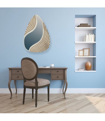 Espejo forma gota beige dorado moderno