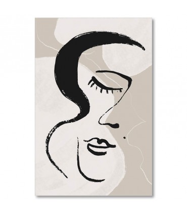 Cuadro mujer rostro abstracto moderno en blanco y negro