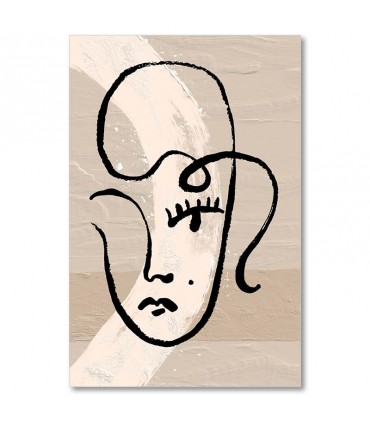 Rostro femenino con fondo neutro en tonos beige