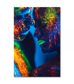 Cuadro retrato artistico fluorescente moderno