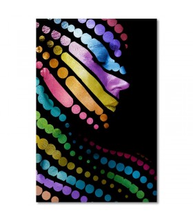 Cuadro rostro abstracto fluorescente en fondo negro