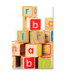Cuadro infantil bloques de letras de madera en colores