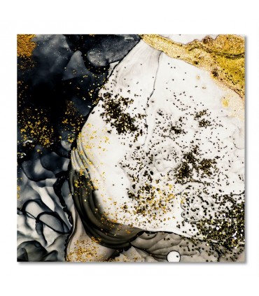 Cuadro abstracto blanco negro y dorado elegante