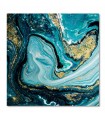 Lienzo abstracto en azul con toques dorados elegantes