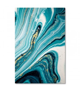 Cuadro abstracto en azul con toques dorados elegantes