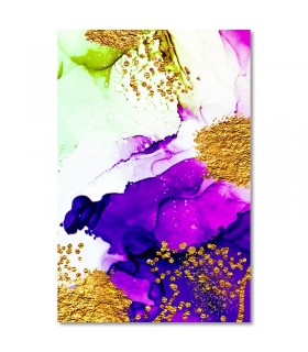 Cuadro abstracto tonos violetas y dorados