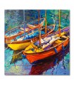 Lienzo decorativo barcas amarradas sobre agua