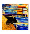 Lienzo decorativo barcas amarradas al atardecer