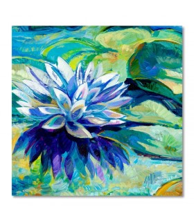 Cuadro flor abstracta azul y violeta