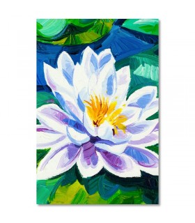 Cuadro flor blanca con fondo azul y verde