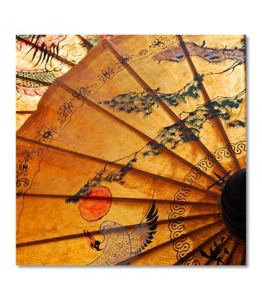 Cuadro decorativo con paraguas oriental dorado