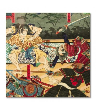 Cuadro guerreros samurai en combate