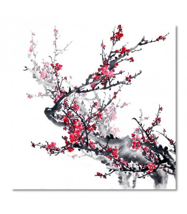 Cuadro ramas rojas con estilo oriental decorativo