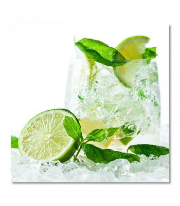 Cuadro bebida helada con lima y menta
