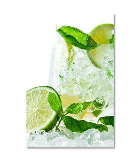 Cuadro bebida helada con lima y menta