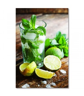 Cuadro coctel mojito sobre madera