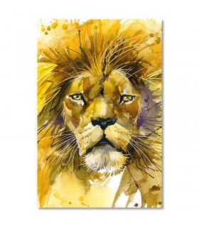 Cuadro león acuarela en tonos amarillos