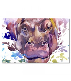 Cuadro hipopótamo acuarela